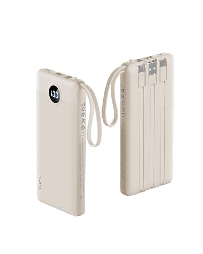 VRURC Portable Charger Power Bank,10000mAh Travel Essentials Battery Pack - color: Light Coffee