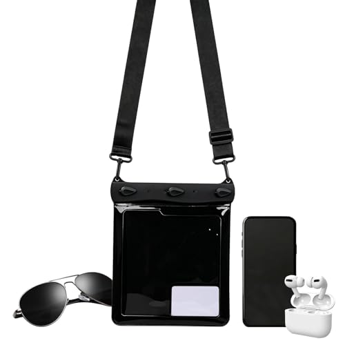 Phone Waterproof Pouch Touchscreen Large Shoulder Bag | Underwater Cell Phone Case for Cruise, Travel, Pool, Rafting, Diving, Snorkeling, Ship, Kayak - color: Black