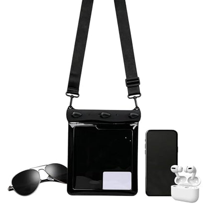 Phone Waterproof Pouch Touchscreen Large Shoulder Bag | Underwater Cell Phone Case for Cruise, Travel, Pool, Rafting, Diving, Snorkeling, Ship, Kayak - color: Black