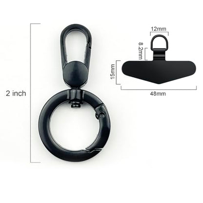TENOC Metal Phone Tether with Spring Ring, Black - color: Black