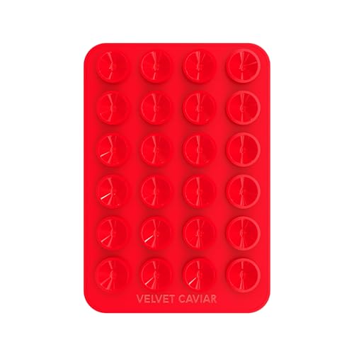 Velvet Caviar Suction Cup Phone Case Mount Compatible with MagSafe Devices Only - Magnetic Silicone Sticky Phone Grip Holder for iPhone Back of Phone - Mirror Gripper (Red) - color: Red