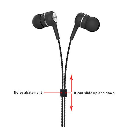 YNR 4 Pairs Wired Earbuds with Microphone & Volume Control, in Ear Earphones, Noise Islating High Definition, for 3.5mm Jack iPhone iPad iPod Samsung Google Devices (Black) - color: Black