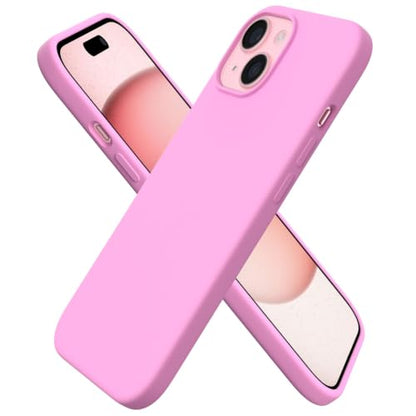 ORNARTO Compatible with iPhone 15 Case 6.1, Slim Liquid Silicone 3 Layers Full Covered Soft Gel Rubber Phone Case, Anti-Scratch Shockproof Protective Cover 6.1 Inch, Cherry Blossom - color: Cherry Blossom