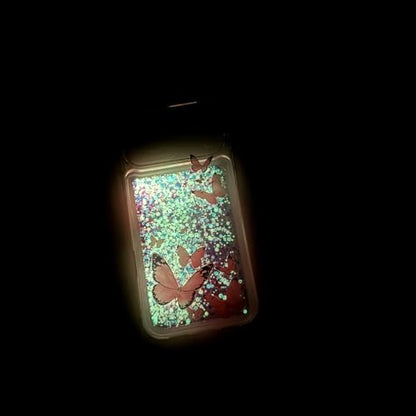 Compatible with iPhone Air Glitter Butterfly Case Glow in The Dark Women Girls Girly Bling Sparkle Flowing Quicksand Light up Soft TPU Bumper Luminous Clear Phone Cover, Purple - color: Pink, size: iPhone Air
