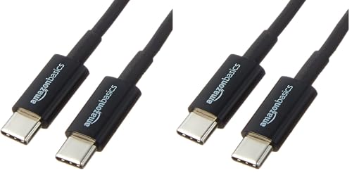 Amazon Basics USB-C to USB-C 2.0 Fast Charging Cable, 480Mbps Data Transfer Speed, USB-IF Certified, for Apple iPhone 16/15, iPad, Samsung Galaxy, Tablets, Laptops, 6 Foot, Black (Pack of 2) - color: Negro, size: 6-Foot (Pack of 2)