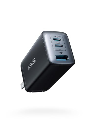 Anker 65W Max 3-Port USB C Charger Block, Compact Foldable Phone Charger