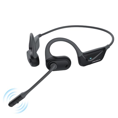 MONODEAL Open Ear Headphones with Mic, Lightweight Bluetooth 5.4 Headset with Microphone Noise Cancelling Mute Button, Wireless Headset Earphones for Work, Driving, Home Office, Workouts - color: Black