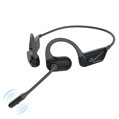 MONODEAL Open Ear Headphones with Mic, Lightweight Bluetooth 5.4 Headset with Microphone Noise Cancelling Mute Button, Wireless Headset Earphones for Work, Driving, Home Office, Workouts - color: Black