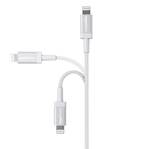 Amazon Basics USB-A to Lightning Charger Cable, MFi Certified, Nylon Braided Cord, Fast Charging for Apple iPhone 14 13 12 11 X Xs Pro, Pro Max, Plus, iPad, 6 Foot, Silver - size: 6 ft
