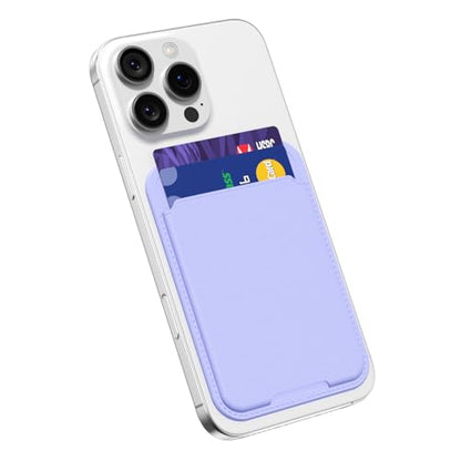 oakxco Phone Wallet Stick On, Slim Thin Adhesive ID Credit Card Holder Wallet Pocket Back of Phone Case, Hard Shell Plastic Sleeve Sticky Card Wallets Pouch for iPhone Samsung Pixel, Purple Lavender - color: Lilac