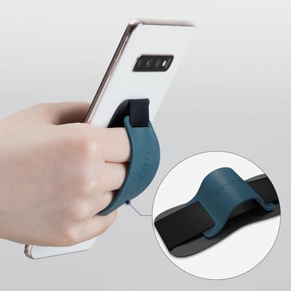 Sinjimoru Phone Grip with Silicone Band, Holder & Kickstand, Black