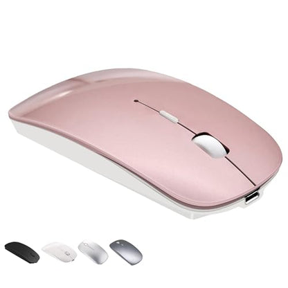 Bluetooth Wireless Mouse for MacBook Air Mac Pro Laptop Computer iPad Pad PC Laser Optical Rechargeable Mini Slim Silent Mouse Widely Used Desktop Hp iMac (Rose Gold) - color: Rose Gold