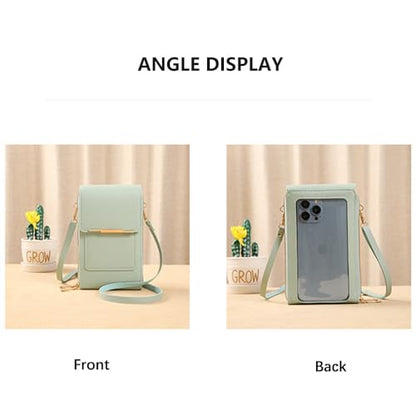 Anti-Theft Leather Bag,Small Crossbody Cell Phone Purse Wallet for Women,RFID Block Phone Purse Crossbody with Shoulder Strap - color: Green