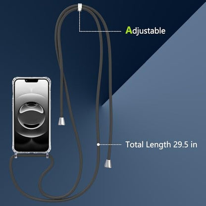 Magnetic Case for iPhone 16E/iPhone 17E 6.1" Clear Crossbody Case with Adjustable Shoulder Neck Lanyard Strap,Compatible with Magsafe,Soft Slim Bumper Shockproof Protective Phone Cover-Black - color: Black, size: iPhone 16E/iPhone 17E
