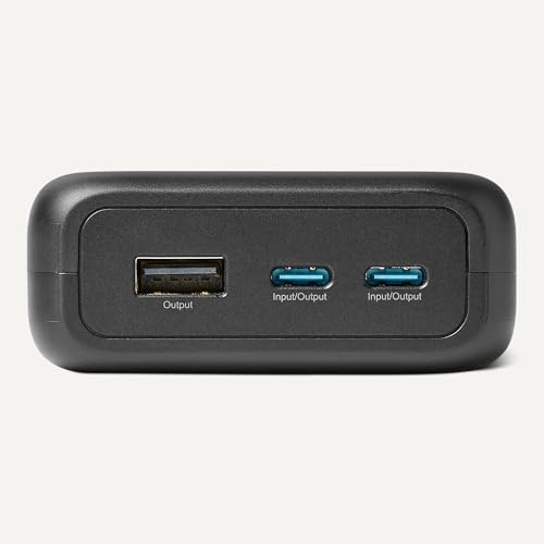 Amazon Basics High-Capacity Portable Charger Power Bank with 3-Port Output, 20,000 mAh, Black - style: 20000 mAh