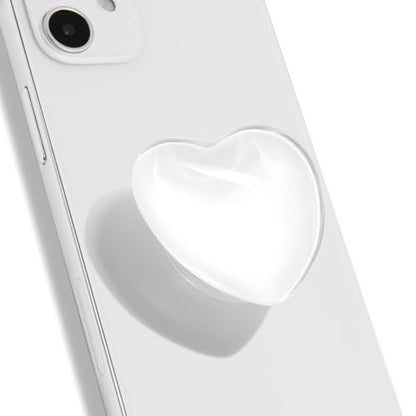 OnTheGrip Cute Glass Heart Design Collapsible Expandible Mobile Phone Grip Stand Holder for Smartphone Tablet Cell Phone Accessory (White)