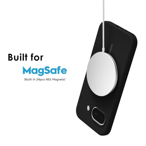 oakxco for Google Pixel 9A Case Silicone Mag Safe, Magnetic Slim Thin Phone Case Compatible with Magsafe, Women Girls Cute Girly Aesthetic Soft Rubber Gel Safecase with Camera Cover, Black - color: Black, size: Pixel 9A