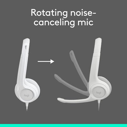 Logitech H390 Wired Headset PC/Laptop Stereo Headphones, USB-A, Off-White - color: Off White, style: USB-A