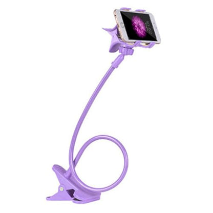 Gooseneck Cell Phone Holder Flexible for Desk Long Arm Mobile Phone Stand with Clip for Headboard & Bedside, Flexible Phone Stand Lazy Bracket Mount Clamp (Purple) - color: Purple
