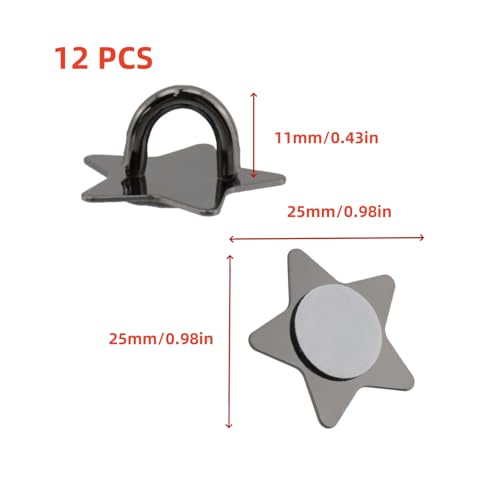 Metal Phone Hook, Adhesive Metal Phone Finger Grip Loop Stand Star Shape Grip Cellphone Ring Holder Accessories for DIY Hanging Supplies, 12PCS(Black)
