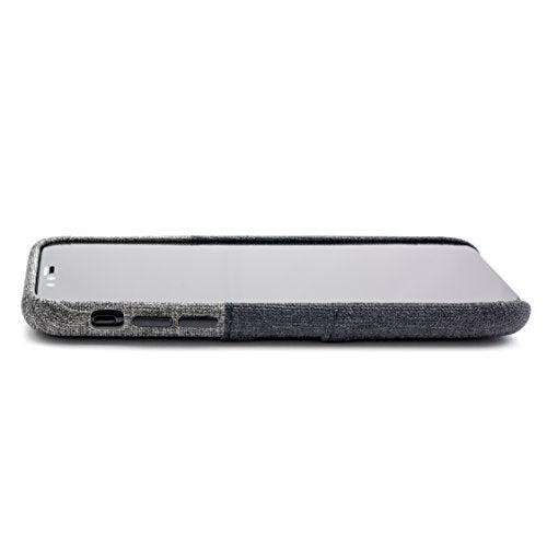 Dockem Luxe Wallet Case for iPhone X/XS: Slim Minimalist Case w/ 2 Credit Card Holder Slots: UltraGrip Canvas Style Synthetic Leather (Black and Grey) - color: Black and Grey