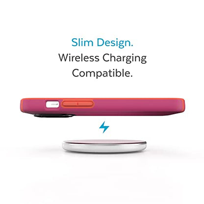 Speck iPhone 14 Pro Max Case - Slim, Drop Protection, Scratch Resistant, Soft Touch, Dual Layer, Digital Pink/Energy Red CandyShell Pro - color: Digital Pink/Energy Red