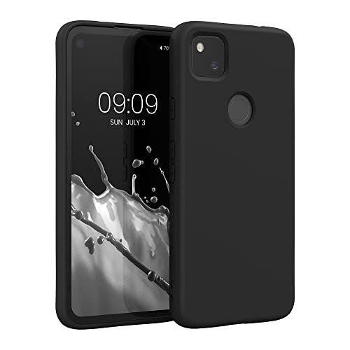 kwmobile Case Compatible with Google Pixel 4a Case - Slim Protective TPU Silicone Phone Cover - Black Matte - color: black matte