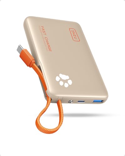 INIU 45W Fast Charging Tablet Portable Charger, Smaller 10000mAh Power Bank - color: Beige