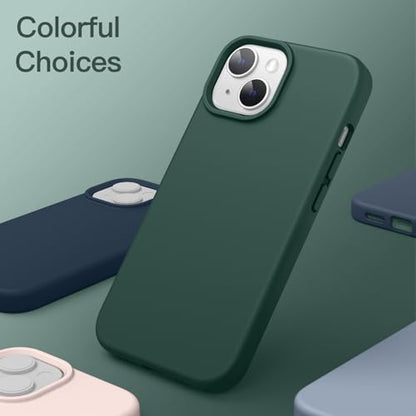 JETech Silicone Case for iPhone 14, Midnight Green | Silky Soft Touch, Shockproof Protection, Scratch Resistant, Microfiber Lining - color: Midnight Green, size: iPhone 14