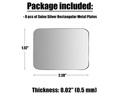 Metal Plates for Magnetic Car Mount, Wall, Phone Holder. Replacement Set of 8 Large Silver Iron Discs Without Holes for Magnets. 3M Adhesive Thin Steel Cell Phone Case Back Magnet Stickers 8 Pack - color: Silver Rect