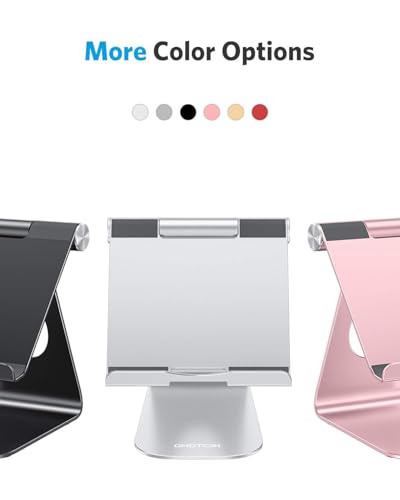 OMOTON T1 Adjustable Tablet Stand for Desk, Aluminum Holder for iPad Silver - color: Silver