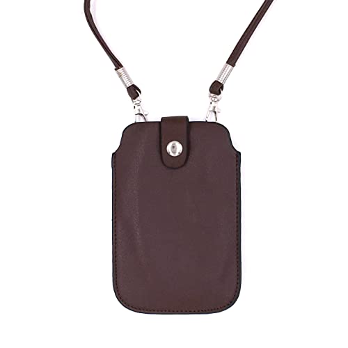 Tapp Collections Leather Neck Pouch for Phone (Style 2) - Brown - color: Brown