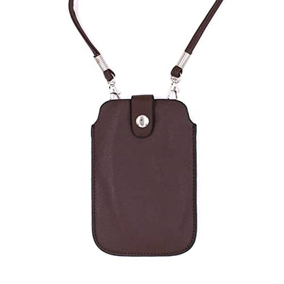 Tapp Collections Leather Neck Pouch for Phone (Style 2) - Brown - color: Brown