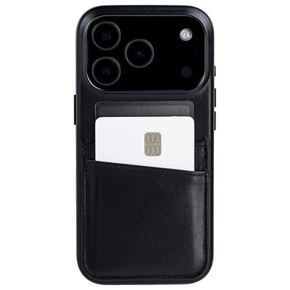 Dockem Genuine Leather Card Case for iPhone 17 Pro with Camera Control Button and Stitched-on Wallet with 2 Holder Slots (Black, M2GL) - color: Black, size: 17 Pro