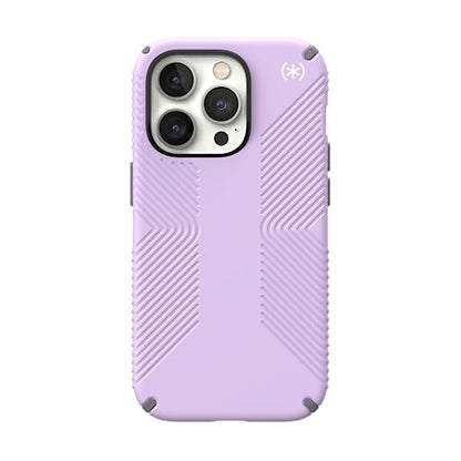 Speck iPhone 14 Pro Case - Drop Protection, Scratch Resistant, Dual Layer Slim Phone Case for 6.1 Inch iPhones 14 Pro - Built for MagSafe - Presidio2 Grip - Spring Purple/Cloudy Grey/White