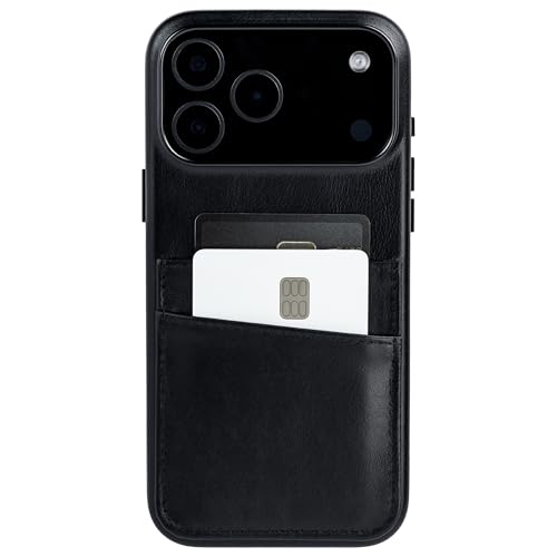 Dockem Genuine Leather Card Case for iPhone 17 Pro Max with Camera Control Button and Stitched-on Wallet with 2 Holder Slots (Black, M2GL) - color: Black, size: 17 Pro Max