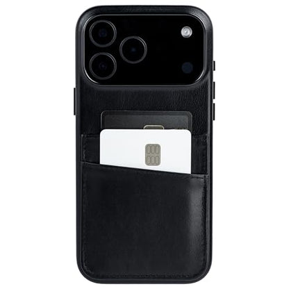 Dockem Genuine Leather Card Case for iPhone 17 Pro Max with Camera Control Button and Stitched-on Wallet with 2 Holder Slots (Black, M2GL) - color: Black, size: 17 Pro Max