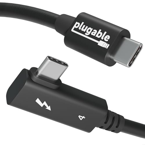 Plugable Thunderbolt 4 Cable Right Angle 40Gbps with 240W EPR Charging