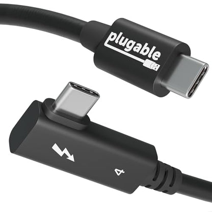 Plugable Thunderbolt 4 Cable Right Angle 40Gbps with 240W EPR Charging