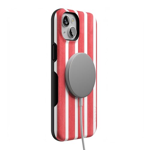 Casely iPhone 15 Plus Case | East Coast Summer | Red Stripes | Bold Protective Design | Compatible with MagSafe - color: East Coast Summer | Red Stripes