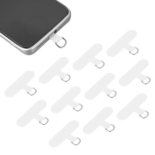 uxcell 12pcs Phone Tether Tab, Universal Phone Lanyard Patch t Shape Cell Phones Strap Replacement Part for Most Smartphone Cases, White - color: White