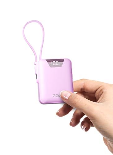 M1 Mini Portable Charger, 10000mAh Ultra-Compact Power Bank, 22.5W PD Fast Charging, Tpye-C Built-in Cable, Small External Battery Pack for iPhone, Samsung, Android iPad (Pink) - color: Pink