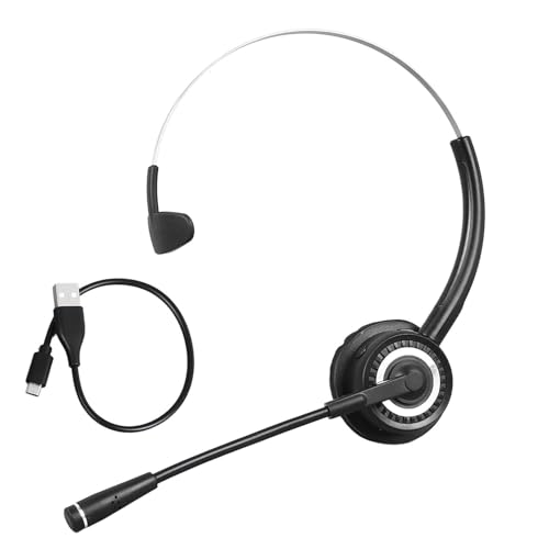 FILFEEL Single Ear Telephone Headset with Noise Cancelling Mic, Lightweight Comfortable Wired Headphone for Customer Service Call Center Online Classes Business Office Work fit Standard