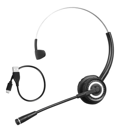 FILFEEL Single Ear Telephone Headset with Noise Cancelling Mic, Lightweight Comfortable Wired Headphone for Customer Service Call Center Online Classes Business Office Work fit Standard