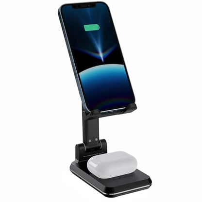 Dual 10W Wireless Charger Fast Foldable Compatible with LG G8X ThinQ/V60 ThinQ 5G, Stand 2-Coils Charging Pad Slim