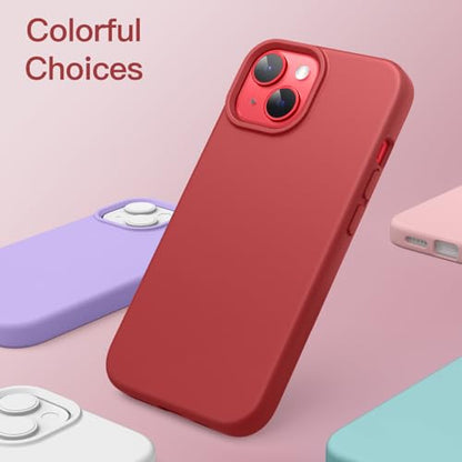 JETech Silicone Case for iPhone 14, Red | Silky Soft Touch, Shockproof Protection, Scratch Resistant, Microfiber Lining - color: Red, size: iPhone 14