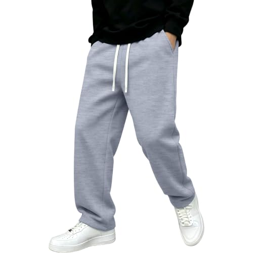 Baggy Sweat Pants for Mens Drawstring Lightweight Sweatpants with Pockets - color: Z003- Light Gray, size: Small