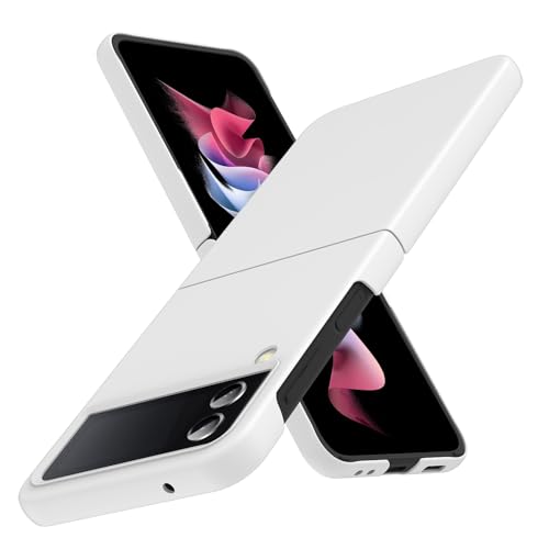 for Galaxy Z Flip 4 Case,Lightweight,Slim Fit White | Hard PC material, slim thin lightweight profile, precise rugged fit, shockproof scratch resistant protective - color: White, size: For Galaxy Z Flip 4