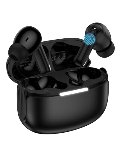 Wireless Earbuds, 5.4 Bluetooth Headphones for iPhone 17, Bluetooth Ear Buds with Bass Stereo Sound, Noise Cancelling, IP7 Waterproof in-Ear Earphones with Mic for iPhone 17e/16/15/Sansung Galaxy/iPad - color: Black