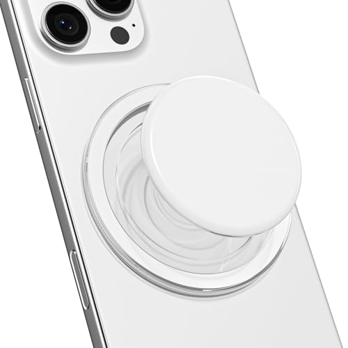 Svanove Magnetic Cell Phone Grip Compatible with Magsafe, Collapsible Phone Stand Holder Round Expanding Kickstand for iPhone Samsung Mobile Phones, Cute Soft Silicone Glossy Jelly, White - color: White, style: Magnetic